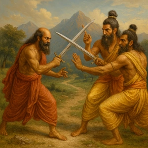 प्रह्लाद और नर-नारायण के बीच युद्ध