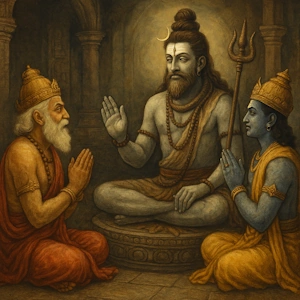 Lord Shiva Initiates Brahma and Sri Hari into Omkara