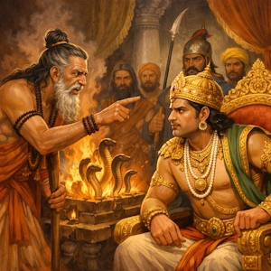 उत्तंक सर्प यज्ञ करने राजा जनमेजय को उकसाते हैं