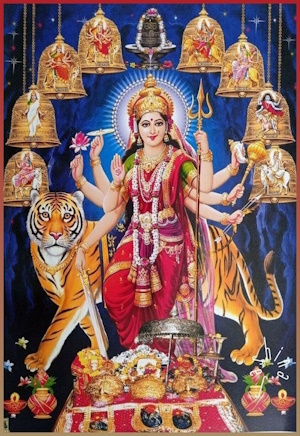 Durga as Lakshmi. Vritti, and Smriti