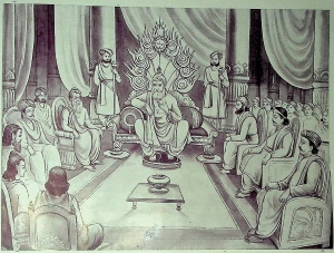 King Dasharatha in his court
